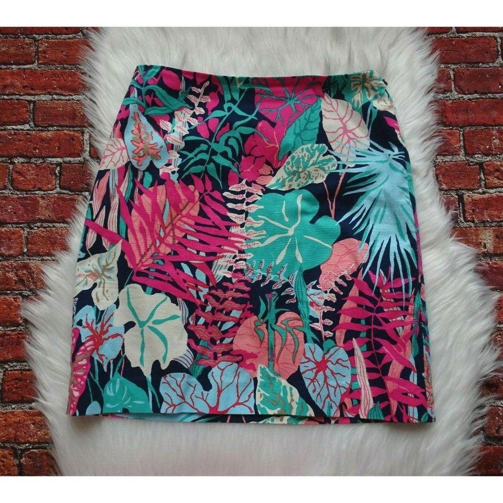 Talbots Women's Mini Skirt Short Tropical Leaves Resort Colorful Floral Size 2 - Picture 1 of 12